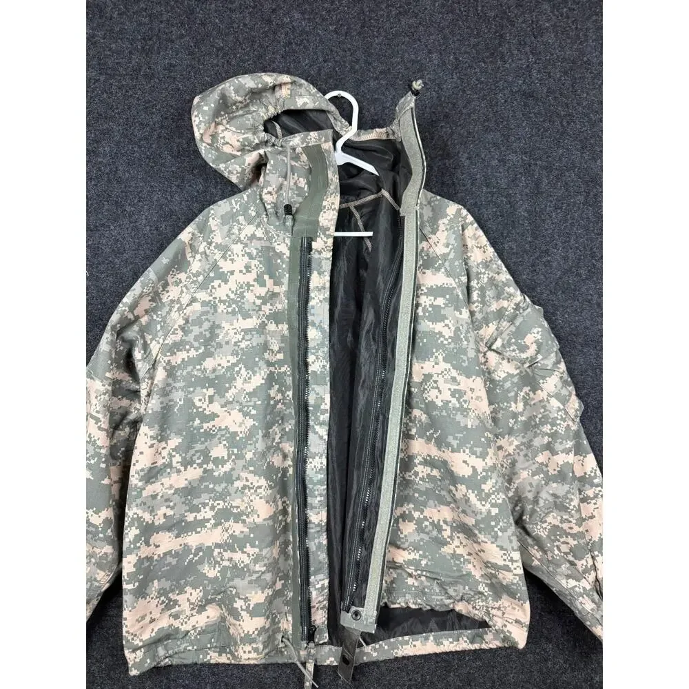 US Military ACU Chemical Protective Jacket Medium Long Digital Camo Hooded Coat